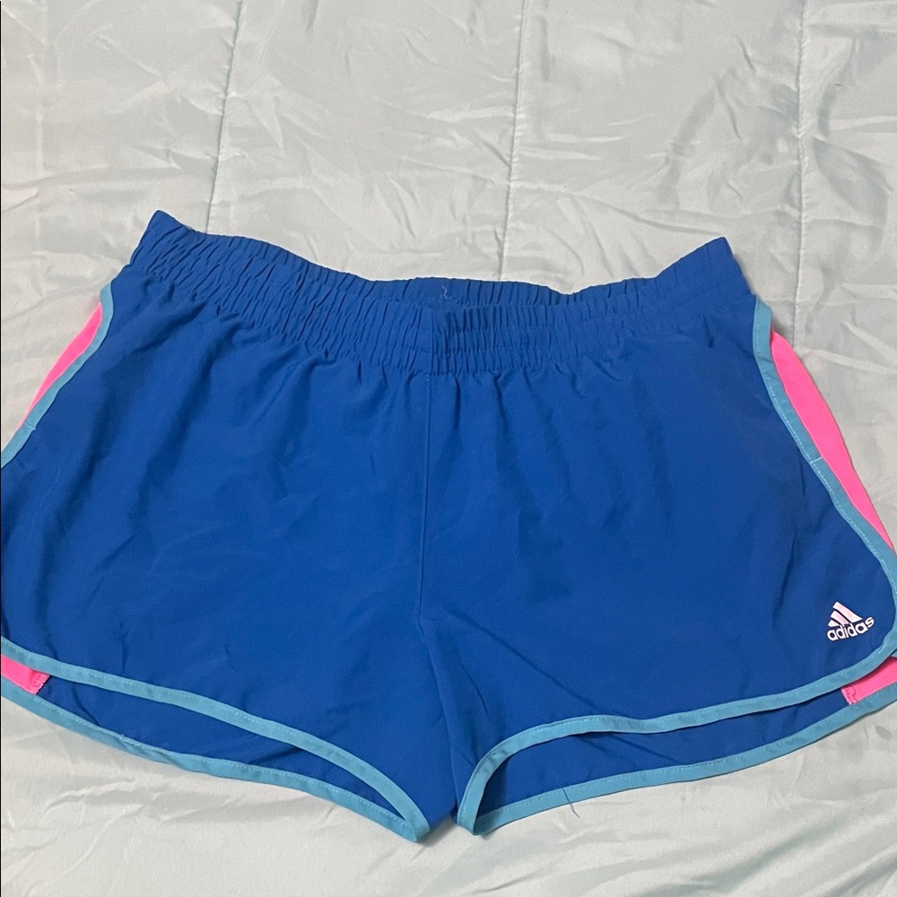 adidas Women's Royal Blue Athletic Shorts with Pink Accents